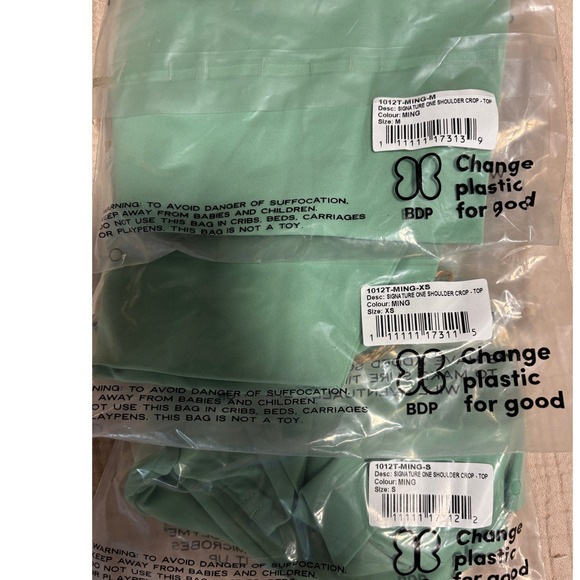 NWT Toast Signature One Shoulder Crop Top, Ming Green, Size XS - Picture 3 of 4